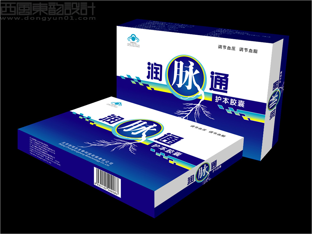 北京創(chuàng)鴻生生物科技公司潤脈通護(hù)本膠囊保健品包裝設(shè)計(jì)