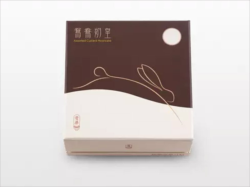 鴛鴦奶皇月餅包裝設(shè)計(jì)，寥寥數(shù)筆，簡(jiǎn)潔傳神。