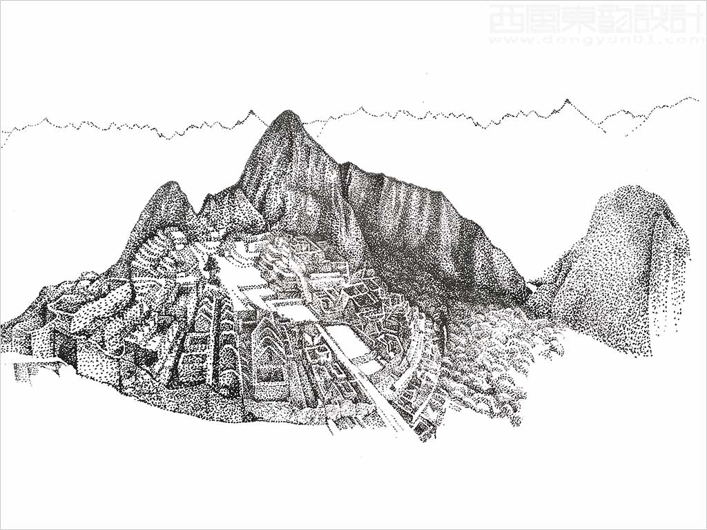 本草百年秘魯瑪卡包裝設(shè)計(jì)核心元素---秘魯安第斯山原創(chuàng)鋼筆手繪插畫(huà)設(shè)計(jì)