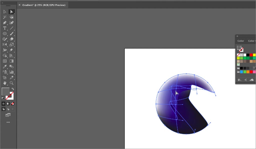 ADOBE ILLUSTRATOR設(shè)計(jì)軟件中漸變網(wǎng)格工具的使用圖文教程5）調(diào)整對(duì)象的形狀