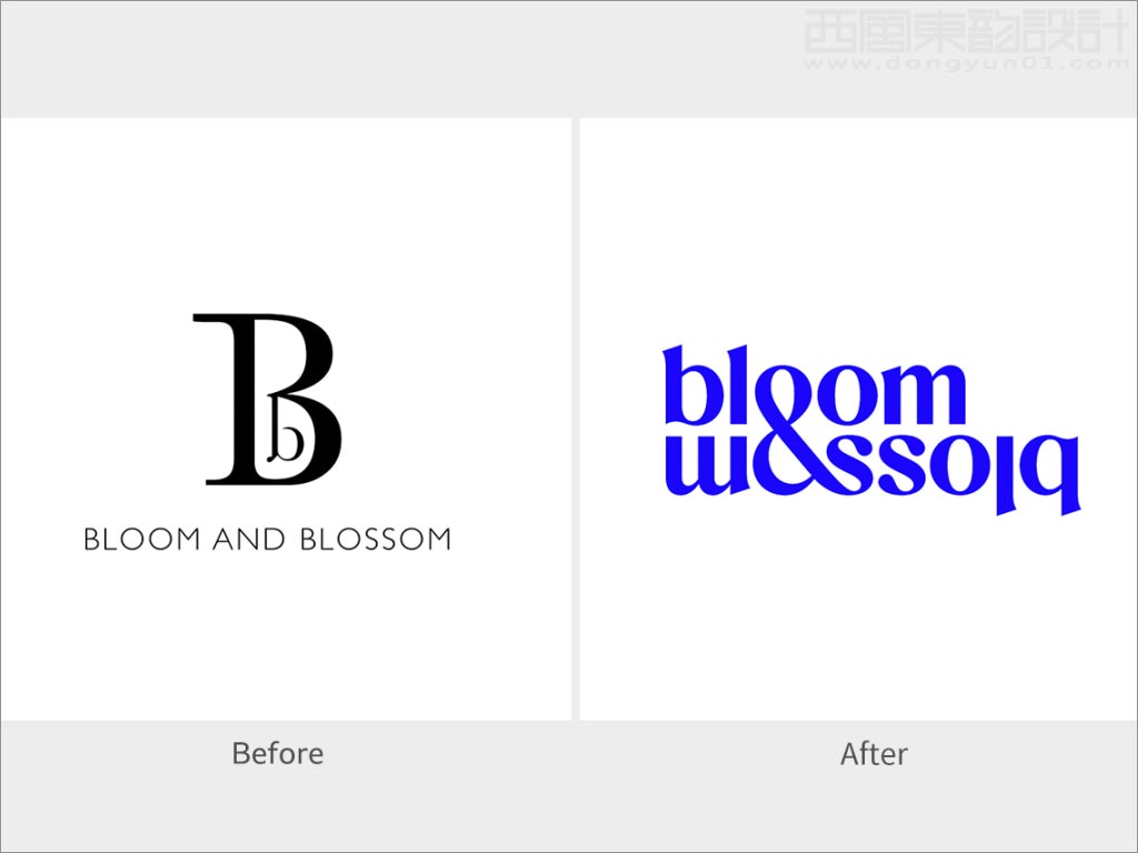 英國Bloom and Blossom護(hù)膚品新舊logo設(shè)計(jì)對比