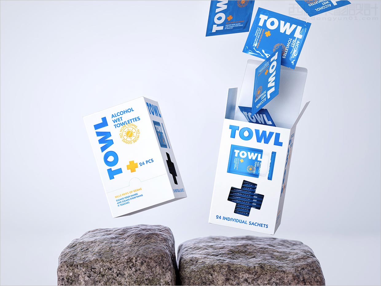 波蘭TOWL抗菌消毒濕巾紙盒與內(nèi)袋包裝設計