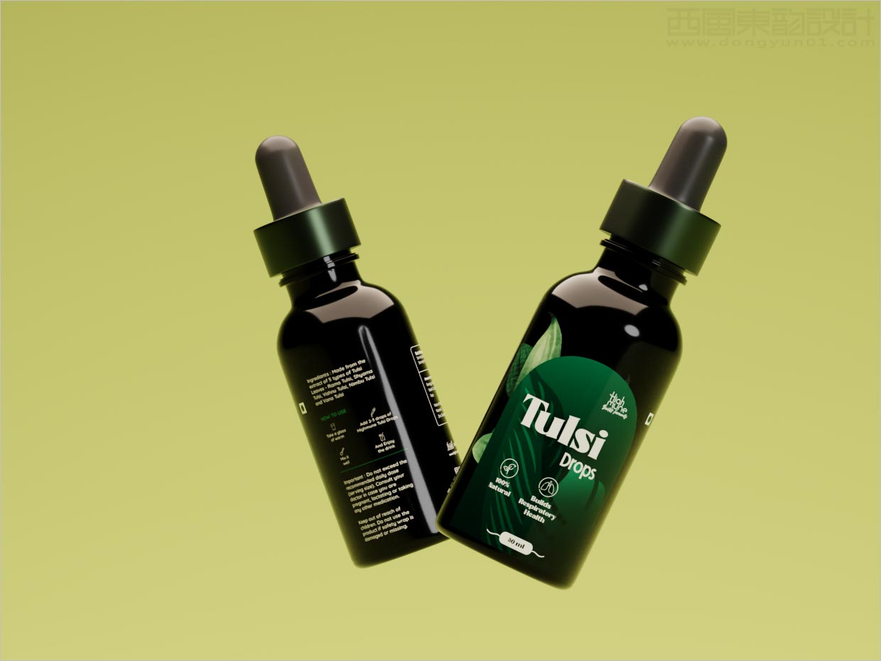 印度Highmune Tulsi Drops 改善呼吸系統(tǒng)健康保健品包裝設計