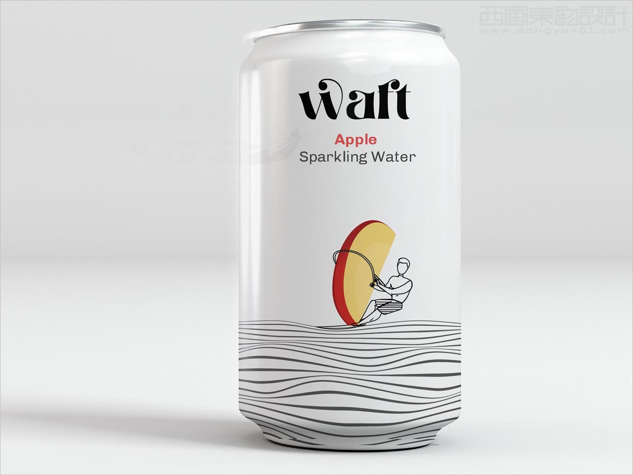  俏皮插圖風(fēng)格的美國(guó)waft蘋果風(fēng)味氣泡蘇打水包裝設(shè)計(jì)