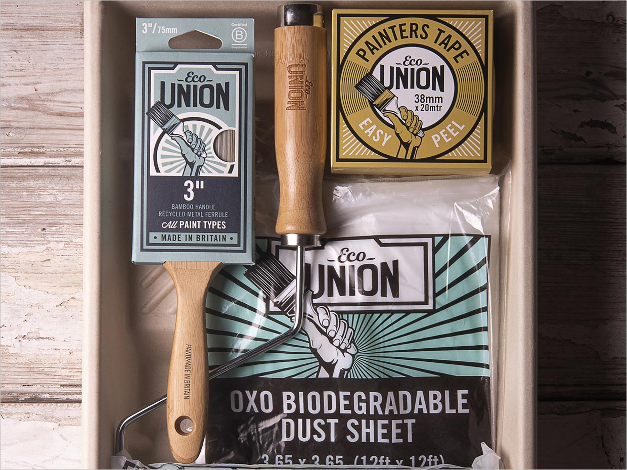 英國(guó)Eco Union油漆刷子裝飾工具包裝設(shè)計(jì)之開盒展示